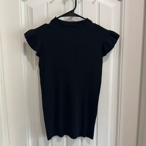 Black Ribbed Knit Top